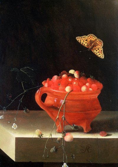 A Pot of Wild Strawberries by Adrian Coorte